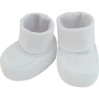 Capáčky ESITO | Kojenecké bačkůrky bavlna malé jednobarevné bílé - bílá / New - délka stélky: 8 cm