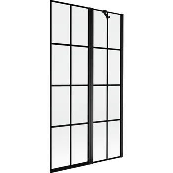 Vanová zástěna Mexen Mist sprchová zástěna dvoukřídlá pravá 100 x 150 cm, černá mřížka, černá - 8A9-100-011-70-77-P Vanové zástěny