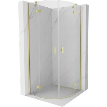 Mexen Mist půlkruhová sprchová kabina výklopná 80 x 80 cm, transparentní, zlatá kartáčovaná - 8A33-080-080-55-00 Sprchové kouty