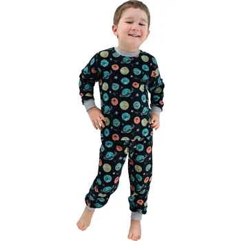 Dívčí pyžamo ESITO | Dětské BIO pyžamo Vesmír vel. 92 - 110 - černá / 92