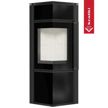 Krbová kamna Kratki Ocelová kamna na dřevo TORA/S 8 kW Ø 150 bílý skleněný panel samozavírací