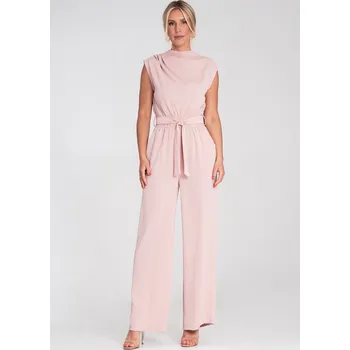 Dámský overall Růžový dámský elegantní overal se zapínáním na zádech M1196 Pink Velikost: S/M
