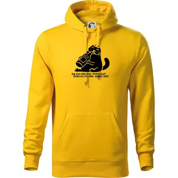 Pánská mikina Kdo víno pije a muzice platí - Mikina pánská Cape s kapucí - XL ( Žlutá )