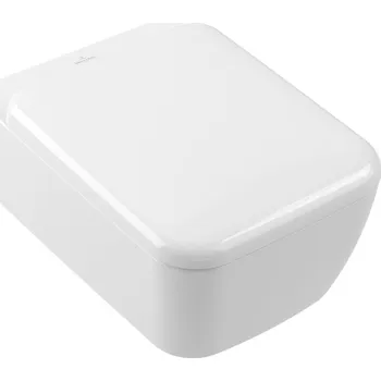 Klozet Villeroy & Boch Skyla wc mísa se sedátkem s pomalým sklápěním závěsná bez splachovacího kruhu s vírovým splachováním bílá lesk 4682CL01