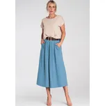 Světle modrá dámská skládaná midi sukně s vysokým pasem M1201 Blue Velikost: S/M