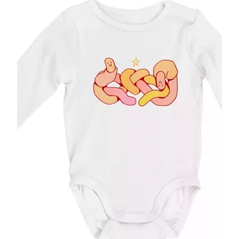 Kojenecký body Zamilované žížaly (Alexis Citrine) - Body kojenecké s dlouhým rukávem - Dlouhý r. do 3 měs ( Bílá )