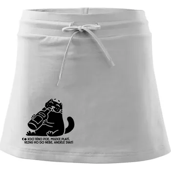 Dámská sukně Kdo víno pije a muzice platí - Sportovní sukně - two in one - L ( Bílá )