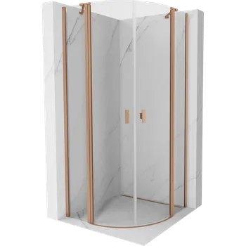 Mexen Mist půlkruhová sprchová kabina otevírací 100 x 100 cm, transparentní, kartáčovaná měď - 8A32-100-100-65-00 Sprchové kouty