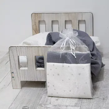 jednorázová plena ESITO | Mušelínové pleny Hvězdička bílá - šedá - šedá / bílá / 70 x 70 cm