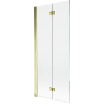 Vanová zástěna Mexen Mist vanová zástěna 2-křídlová levá 80 x 150 cm, transparentní, zlatá - 8A9-080-002-50-00-L Vanové zástěny