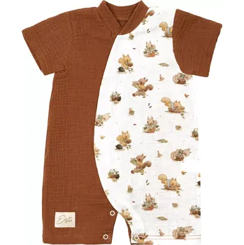 ESITO | Letní overal pro miminko Veverka BIO mušelín - rezavá / 86