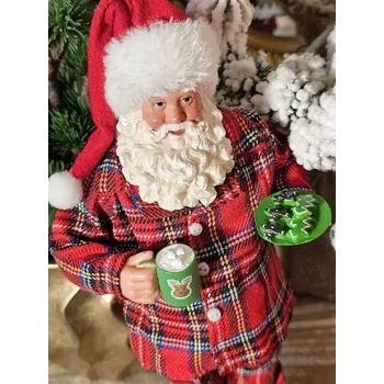 Vánoce Vánoční dekorace Santa v pyžamu s bačkorkama - 14*10*28 cm