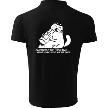 Pánská košile Kdo víno pije a muzice platí - Polokošile pánská Pique Polo 203 - M ( Černá )