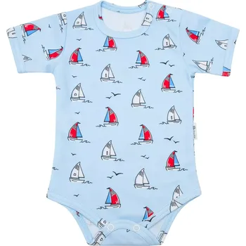 Kojenecký body ESITO | Bodyčko pro miminka s krátkým rukávem Plachetnice - modrá / 86