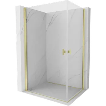 Mexen Mist-B Duo sprchový kout s otevíracími dveřmi 85 x 80 cm, průhledný, zlatý kartáčovaný - 8A2-085-080-55-00 Sprchové kouty