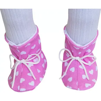 Capáčky ESITO | Kojenecké botičky bavlna velké potisk - bílá srdce