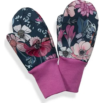 Rukavice ESITO | Palcové rukavice softshell Garden bloom - šedá / 3 - 5 let
