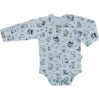 Kojenecký body ESITO | Dětské body DIGITÁL Zvířátka vel. 50 až 74 - modrá / 62