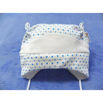 Čepice ESITO | Kojenecká čepice s růžky - srdce bílá / modrá / XS