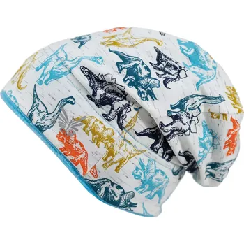 Čepice ESITO | Zimní čepice spadená Dinouši - tyrkysová / 48