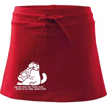 Dámská sukně Kdo víno pije a muzice platí - Sportovní sukně - two in one - S ( Červená )