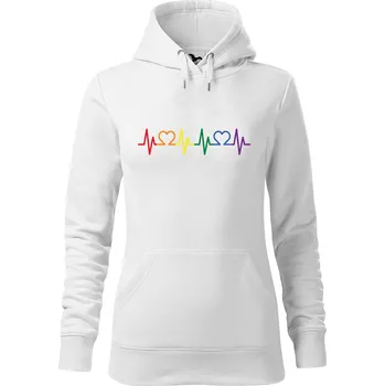Dámská mikina DOBRÝ TRIKO Dámská mikina s potiskem LGBT tep srdce Velikost dámské mikiny: M, Barva: Bílá