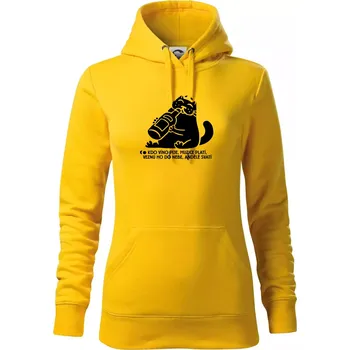 Dámská mikina Kdo víno pije a muzice platí - Mikina dámská Cape s kapucí - M ( Žlutá )
