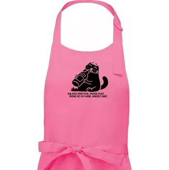 Kuchyňská zástěra Kdo víno pije a muzice platí - Dámská zástěra na vaření - Univerzální velikost ( Růžová )