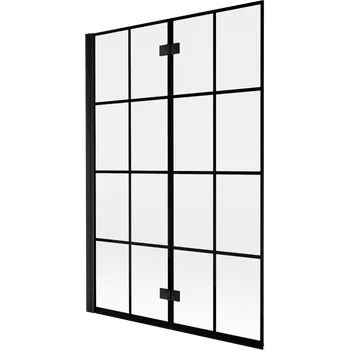 Vanová zástěna Mexen Mist vanová zástěna dvoukřídlá levá 120 x 150 cm, černá mřížka, černá - 8A9-120-002-70-77-L Vanové zástěny