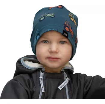 Čepice ESITO | Jarní chlapecká čepice Traktor - petrolejová / 40