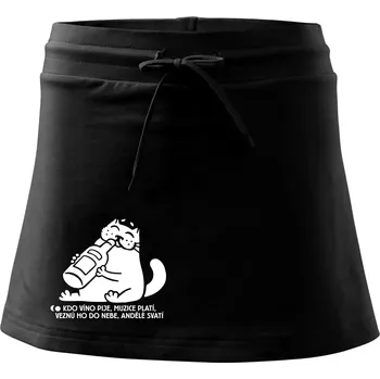 Dámská sukně Kdo víno pije a muzice platí - Sportovní sukně - two in one - M ( Černá )