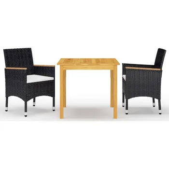 3dílný zahradní jídelní set černý Černý 3067675