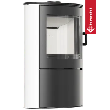 Krbová kamna Kratki Ocelova kachlova kamna na dřevo AB S/2 Ø 150 10 kW bílý samozavírací