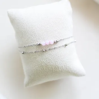 Náramek WHITE ORCHID Stříbrný dvojitý náramek s růženínem,WHITE ORCHID 17,5 cm