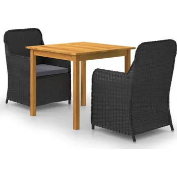 3dílný zahradní jídelní set černý Černý3067722