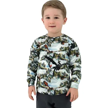 Dívčí tričko ESITO | Dětské tričko dlouhý rukáv Draci vel. 86 - 92 - modrá / 86