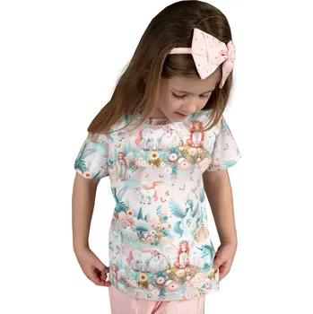 ESITO | Tričko s krátkým rukávem Kouzelný svět jednorožců - bílá / 104