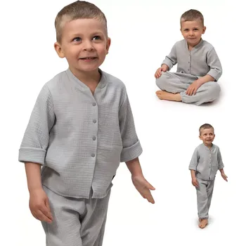 Chlapecká košile ESITO | Dětská mušelínová košile Luca Dove Grey - šedá / 98