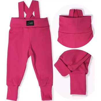 ESITO | Rostoucí žebrované kalhoty s laclem Color HOT pink - růžová / 74 - 80