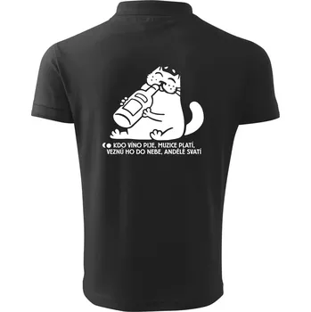 Pánská košile Kdo víno pije a muzice platí - Polokošile pánská Pique Polo 203 - 3XL ( Dřevěné uhlí )