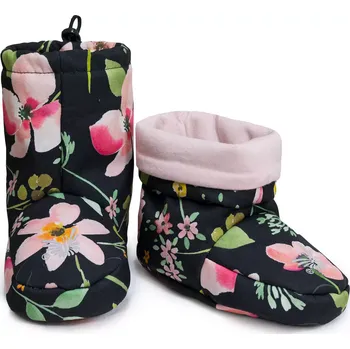 Capáčky ESITO | Barefoot softshellové capáčky Spring flowers - černá / 3 - délka stélky: 13 cm