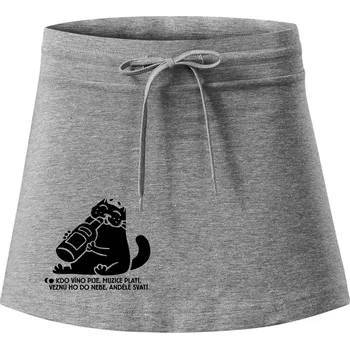Dámská sukně Kdo víno pije a muzice platí - Sportovní sukně - two in one - XL ( Tmavě šedý melír )