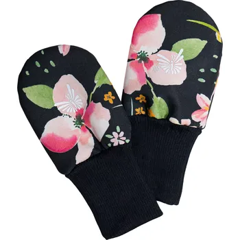 Rukavice ESITO | Rukavice softshell bezpalcové Spring flowers - černá / 74 - 80