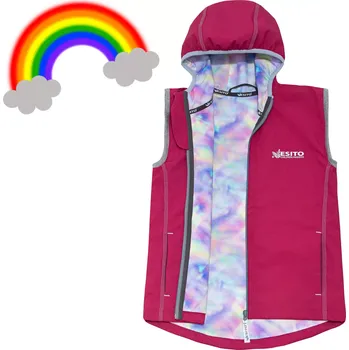 ESITO | Dětská softshellová dvojitá vesta Duha vel. 122 - 146 - fuchsiová / 128