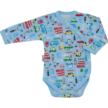 Kojenecký body ESITO | Dětské body zavinovací Auto Vroom vel. 44 - modrá / 44