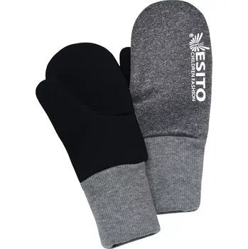 Rukavice ESITO | Palcové rukavice softshell melírové - černá / 5 - 7 let
