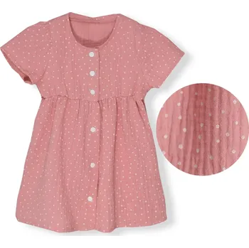 Dívčí šaty ESITO | Mušelínové šaty Barunka Cameo pink DOT - růžová / 62