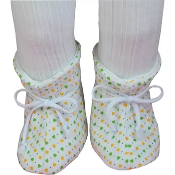 Chlapecké bačkory ESITO | Kojenecké botičky bavlna velké srdce - srdce bílá / zelená