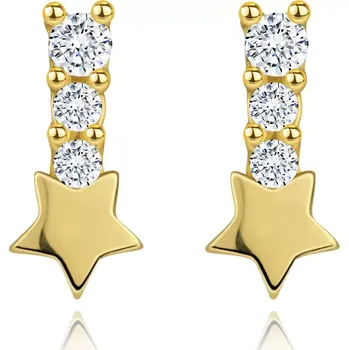 Náušnice Zlaté náušnice 14K hvězda pod řadou zirkonů