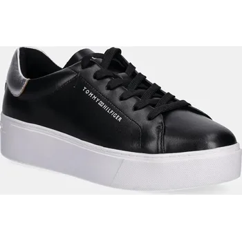 Pánská obuv Kožené tenisky Tommy Hilfiger ESSENTIAL PLATFORM COURT SNEAKER FW0FW08756 černá 99X, EUR 36